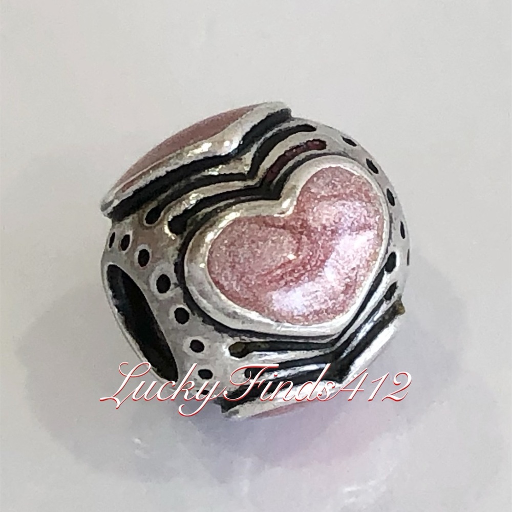 Authentic Pandora Pink Enamel Boudoir Hearts Charm Retired Pandora Hearts Charm